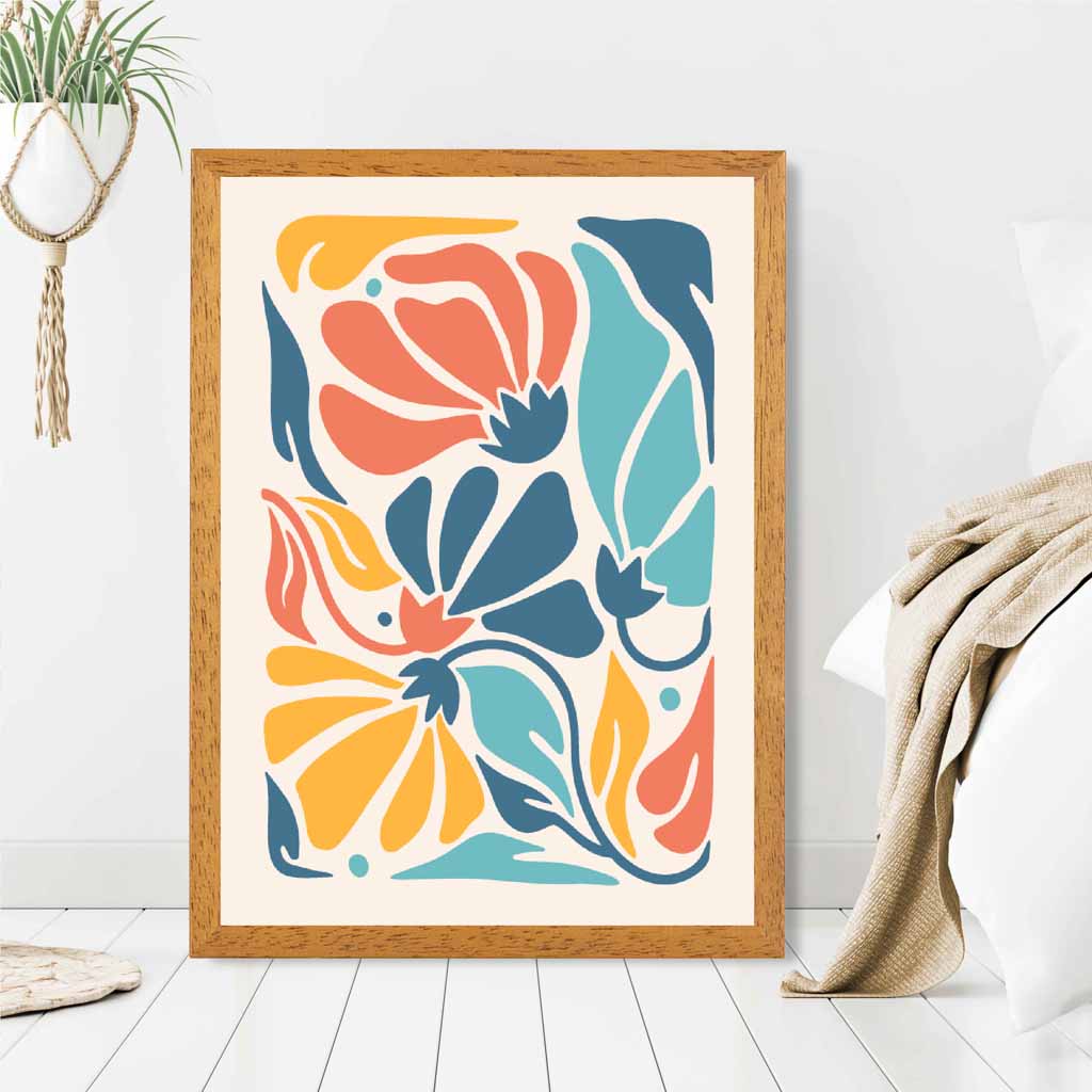 Boho Floral Bright, Colourful Flowers No 1 Art Print | Wall Art Plaza