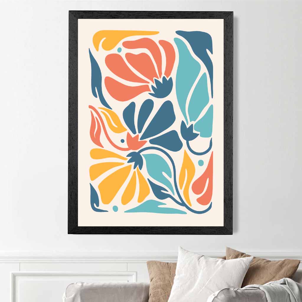 Boho Floral Bright, Colourful Flowers No 1 Art Print | Wall Art Plaza