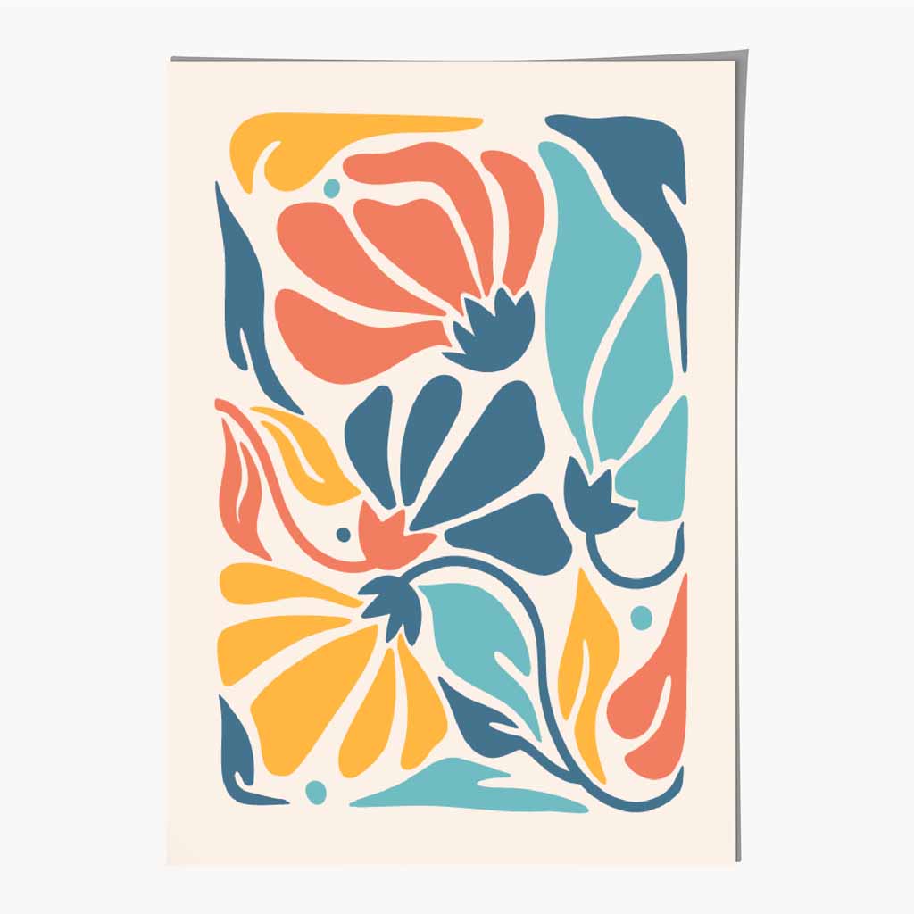 Boho Floral Bright, Colourful Flowers No 1 Art Print | Wall Art Plaza