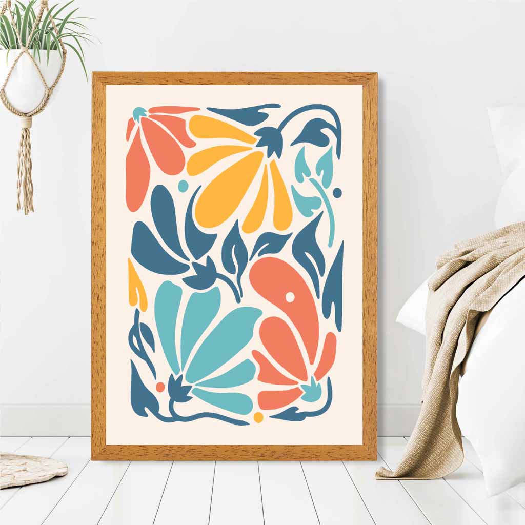 Boho Floral Bright, Colourful Flowers No 3 Art Print | Wall Art Plaza