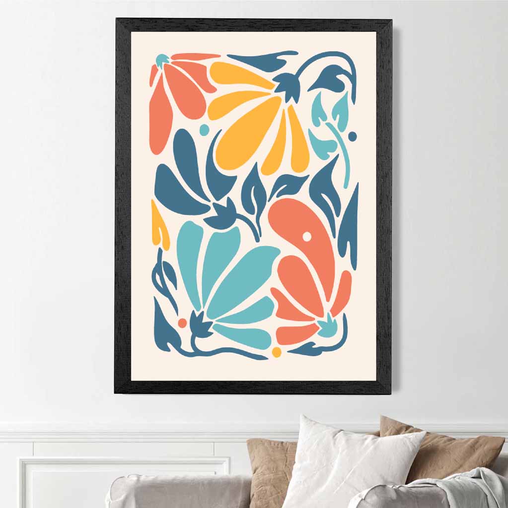 Boho Floral Bright, Colourful Flowers No 3 Art Print | Wall Art Plaza