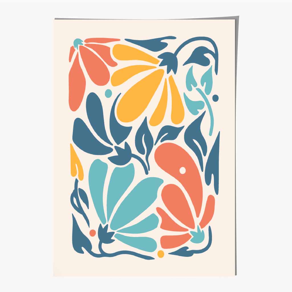 Boho Floral Bright, Colourful Flowers No 3 Art Print | Wall Art Plaza