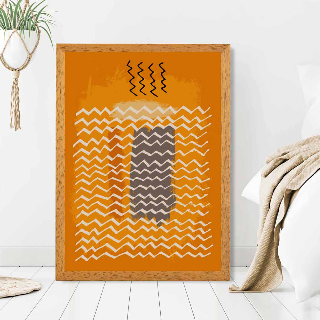 Modern Abstract Terracotta, Beige Line Art Art Print | Wall Art Plaza