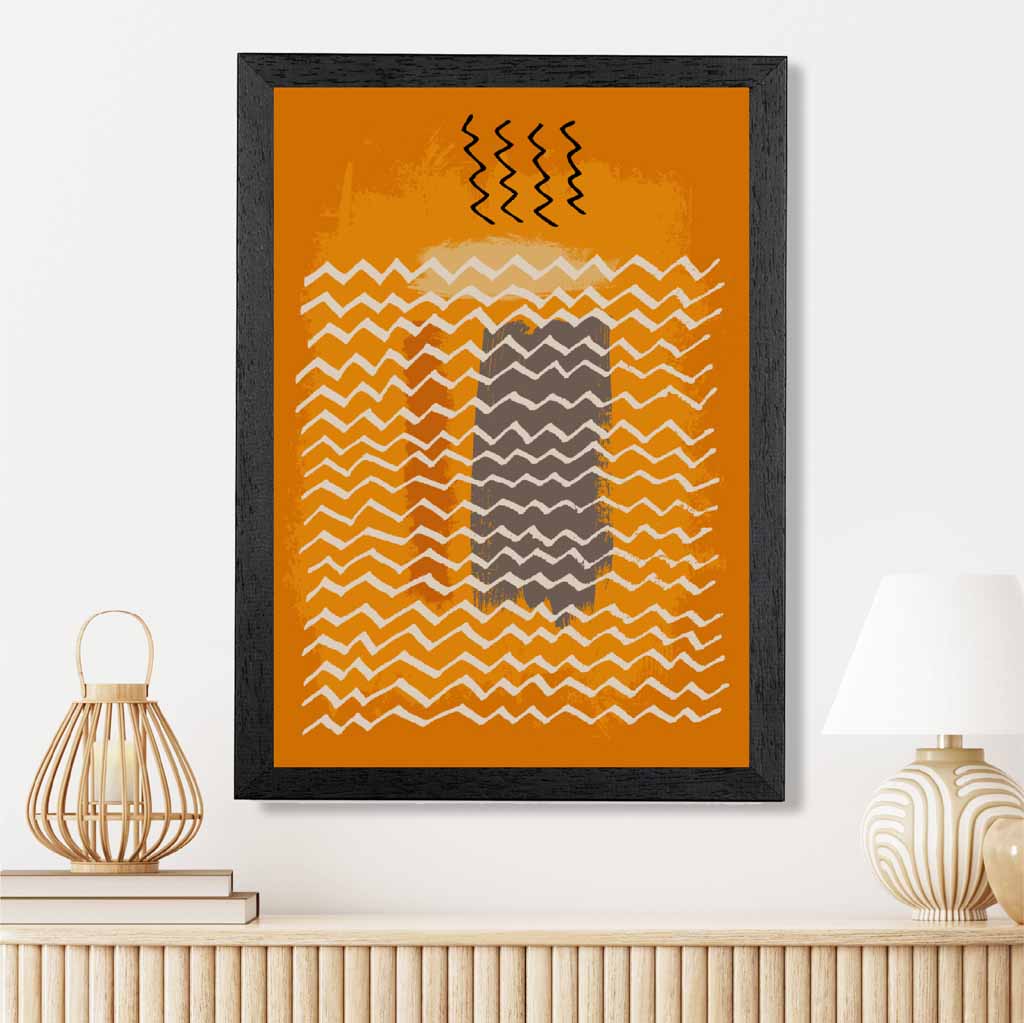 Modern Abstract Terracotta, Beige Line Art Art Print | Wall Art Plaza