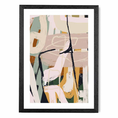 Abstract Painted Green, Beige Strokes No 3 Art Print | Wall Art Plaza