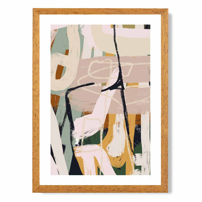 Abstract Painted Green, Beige Strokes No 3 Art Print | Wall Art Plaza