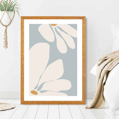 Boho Floral Blue, Ivory Flowers No 1 Art Print | Wall Art Plaza