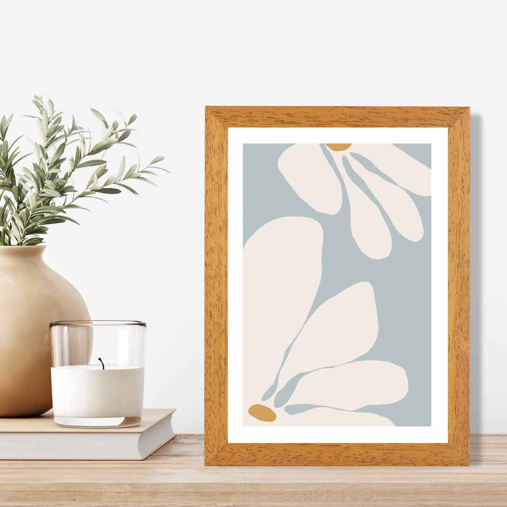 Boho Floral Blue, Ivory Flowers No 1 Art Print | Wall Art Plaza