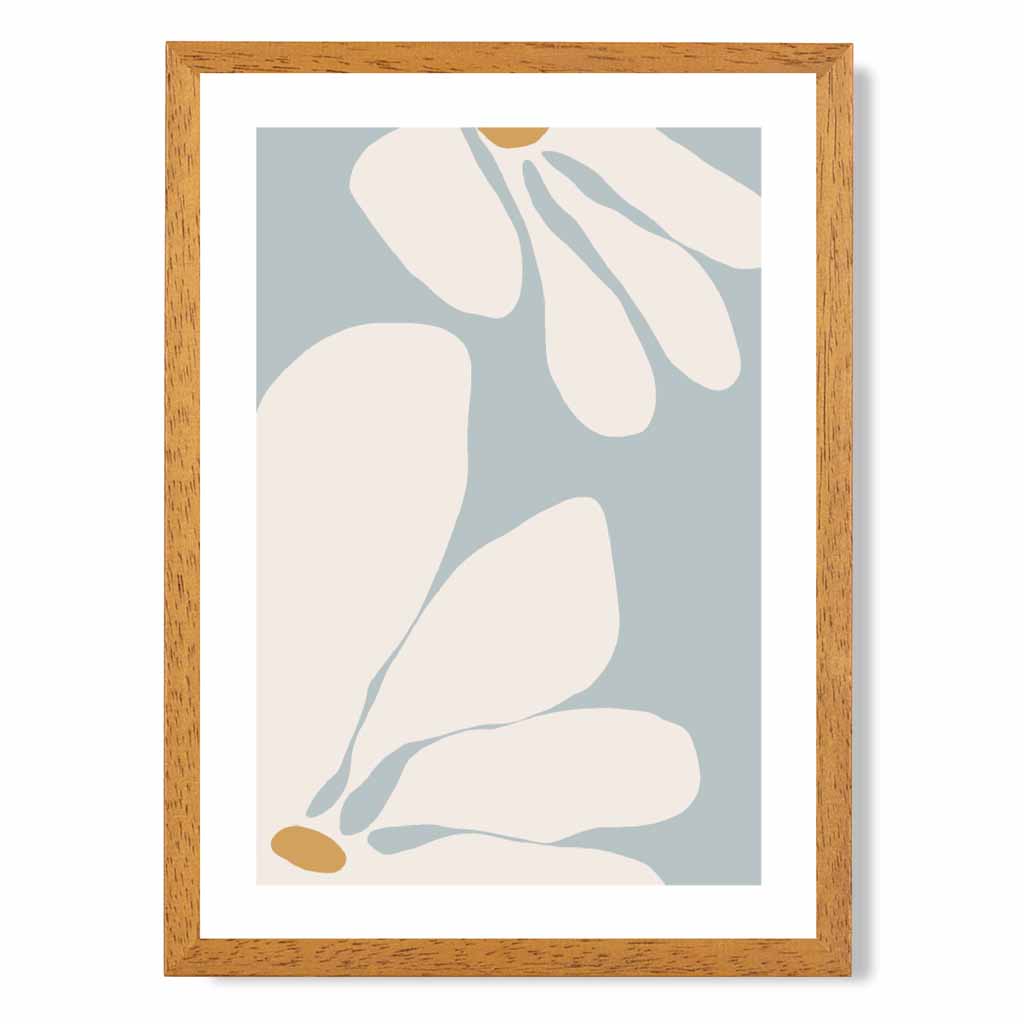 Boho Floral Blue, Ivory Flowers No 1 Art Print | Wall Art Plaza