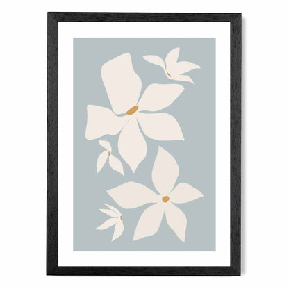 Boho Floral Blue, Ivory Flowers No 3 Art Print | Wall Art Plaza