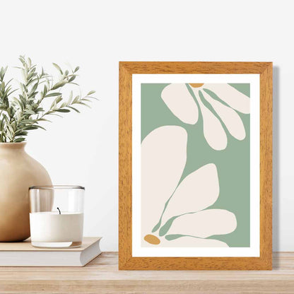 Boho Floral Green, Ivory Flowers No 1 Art Print | Wall Art Plaza