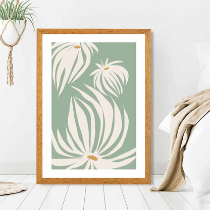 Boho Floral Green, Ivory Flowers No 2 Art Print | Wall Art Plaza