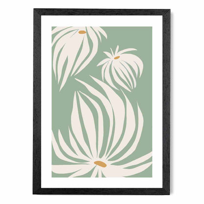 Boho Floral Green, Ivory Flowers No 2 Art Print | Wall Art Plaza