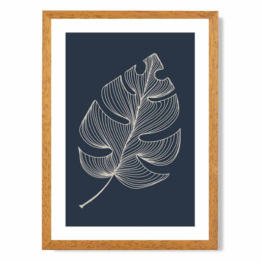 Modern Sketch Navy, Beige Floral No 1 Art Print | Wall Art Plaza