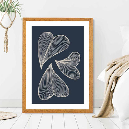 Modern Sketch Navy, Beige Floral No 2 Art Print | Wall Art Plaza