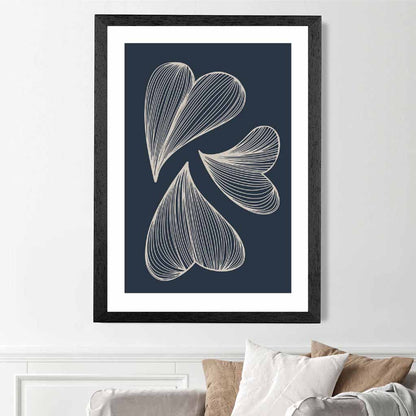 Modern Sketch Navy, Beige Floral No 2 Art Print | Wall Art Plaza