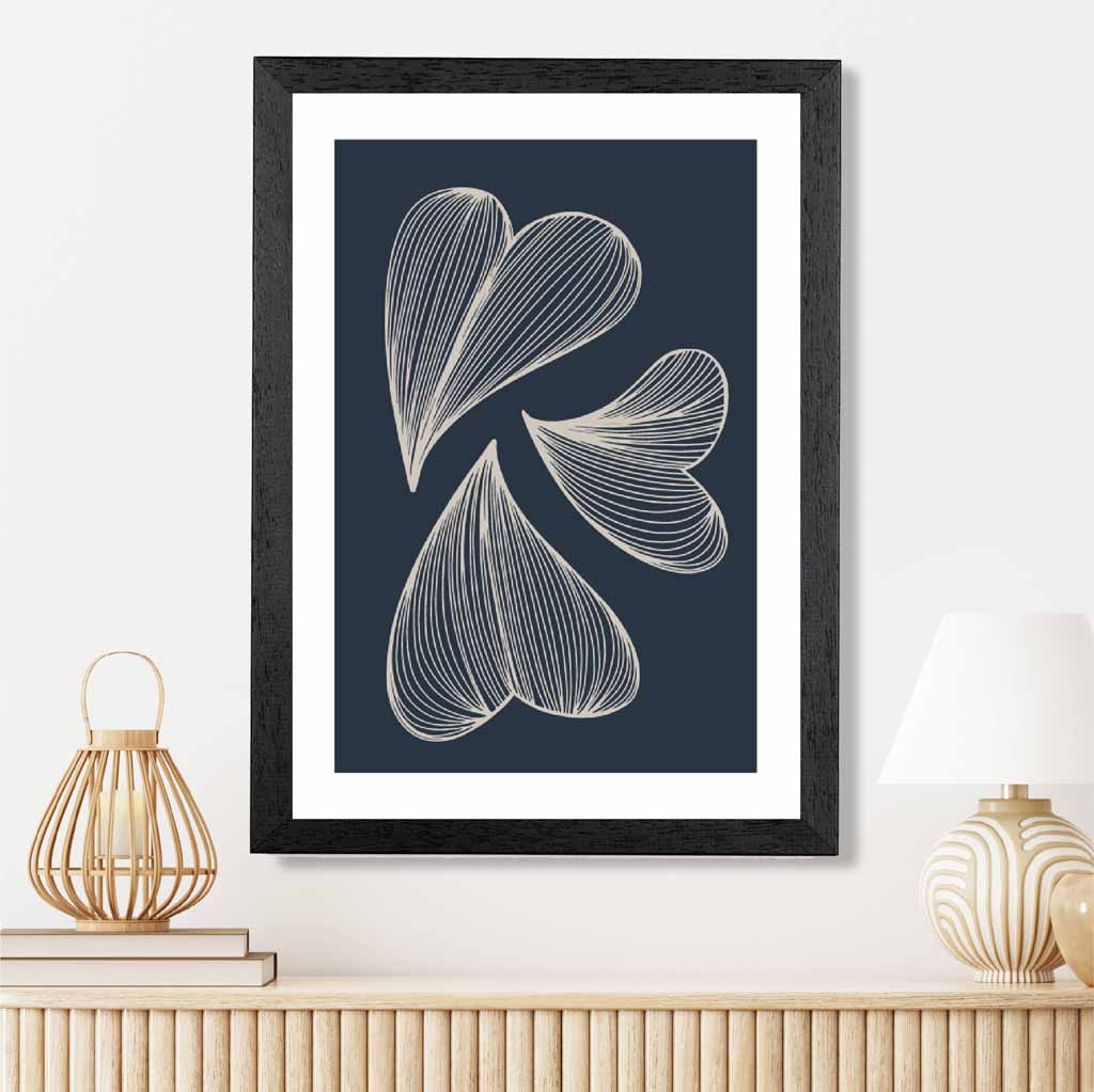 Modern Sketch Navy, Beige Floral No 2 Art Print | Wall Art Plaza