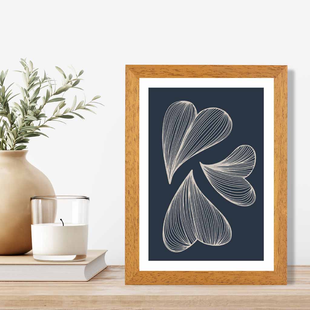 Modern Sketch Navy, Beige Floral No 2 Art Print | Wall Art Plaza