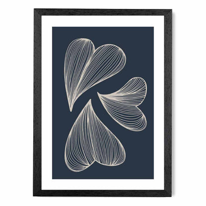 Modern Sketch Navy, Beige Floral No 2 Art Print | Wall Art Plaza