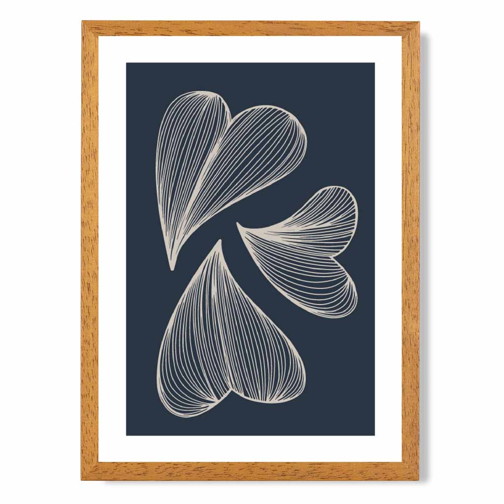 Modern Sketch Navy, Beige Floral No 2 Art Print | Wall Art Plaza