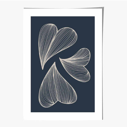 Modern Sketch Navy, Beige Floral No 2 Art Print | Wall Art Plaza