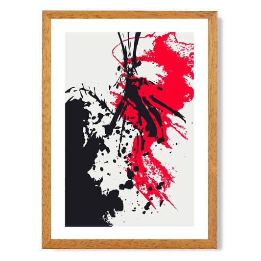 Modern Graphical Red, Black Shapes Art Poster | Wall Art Plaza