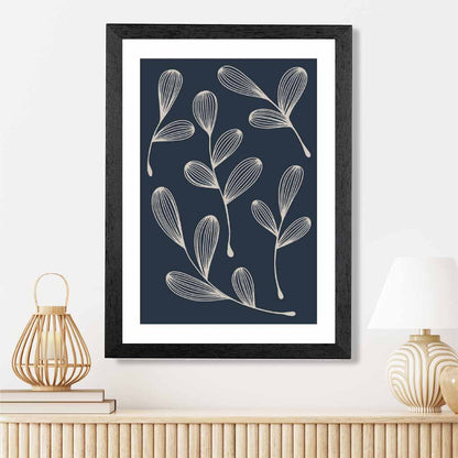 Modern Sketch Navy, Beige Floral No 3 Art Print | Wall Art Plaza