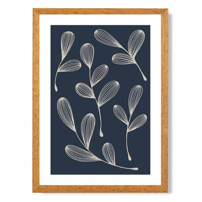 Modern Sketch Navy, Beige Floral No 3 Art Print | Wall Art Plaza