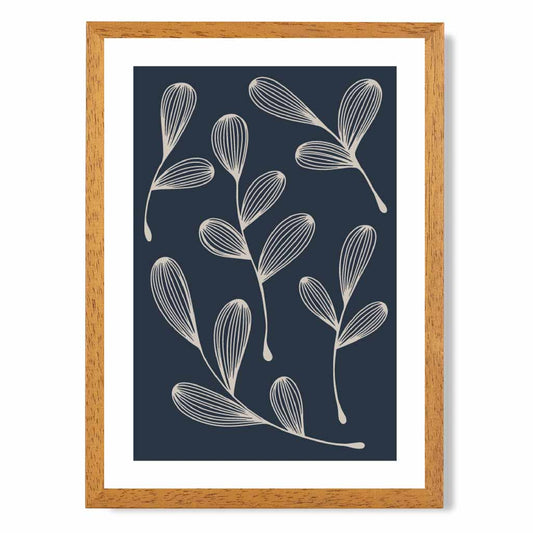 Modern Sketch Navy, Beige Floral No 3 Art Print | Wall Art Plaza