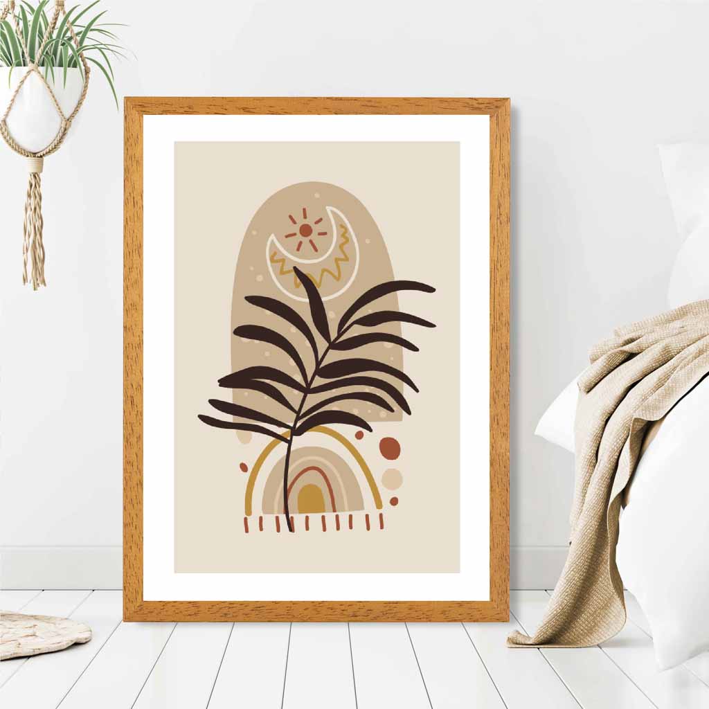 Boho Modern Beige, Brown Floral No 3 Art Print | Wall Art Plaza