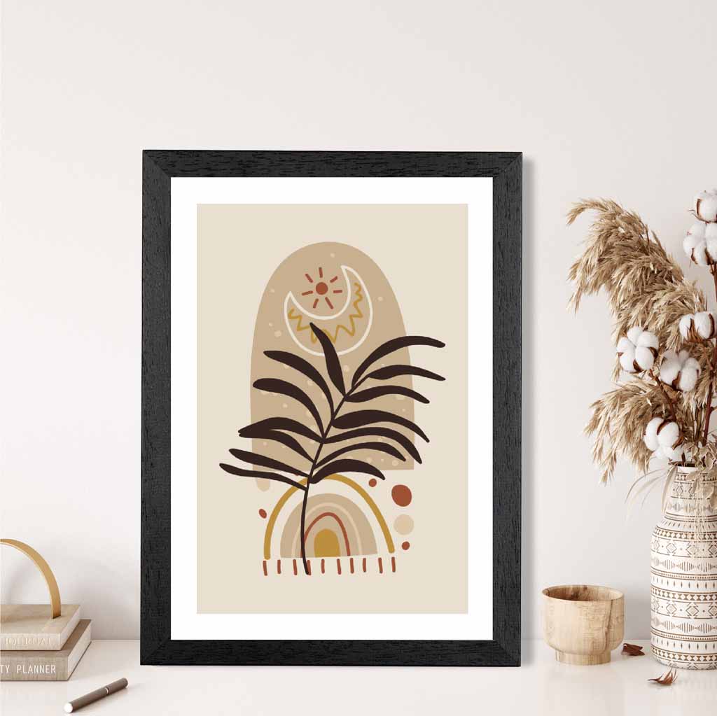 Boho Modern Beige, Brown Floral No 3 Art Print | Wall Art Plaza