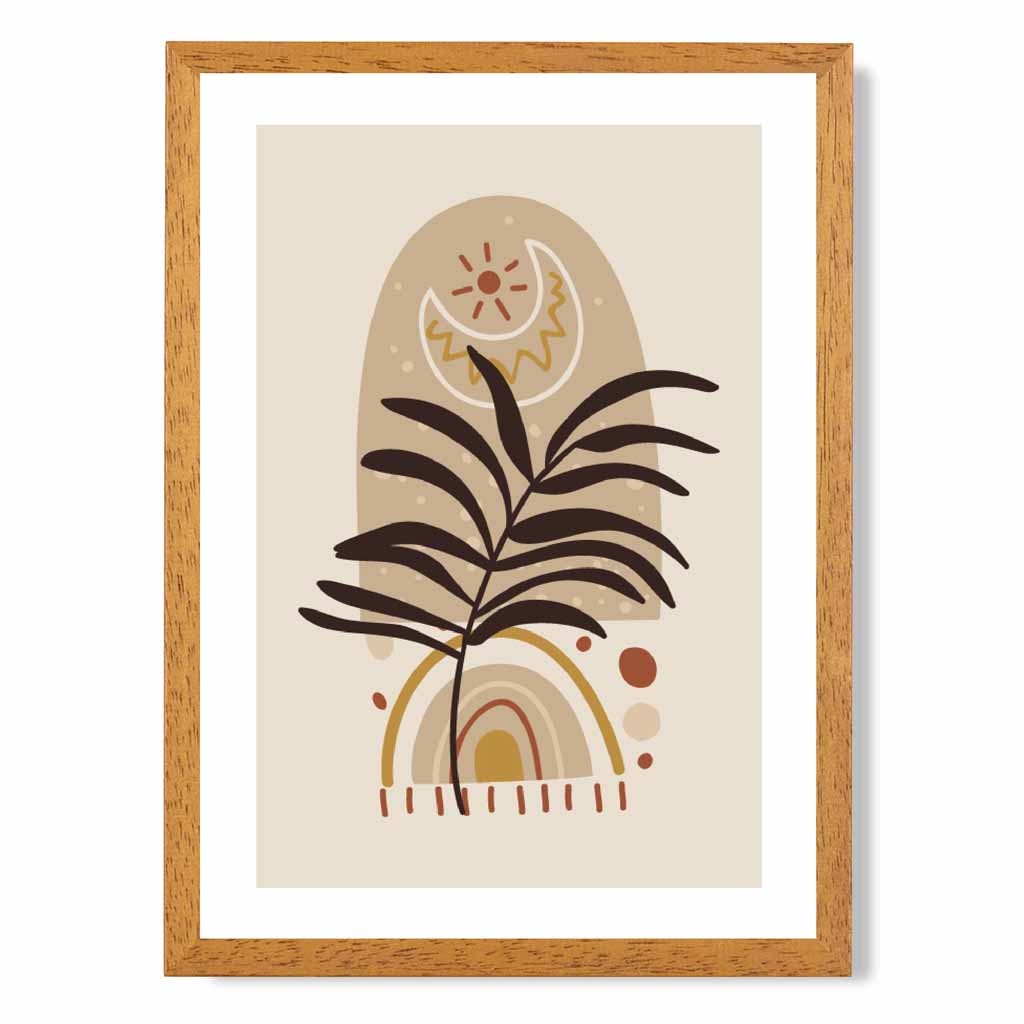 Boho Modern Beige, Brown Floral No 3 Art Print | Wall Art Plaza