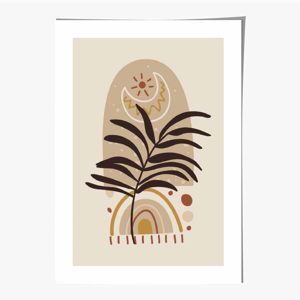 Boho Modern Beige, Brown Floral No 3 Art Print | Wall Art Plaza