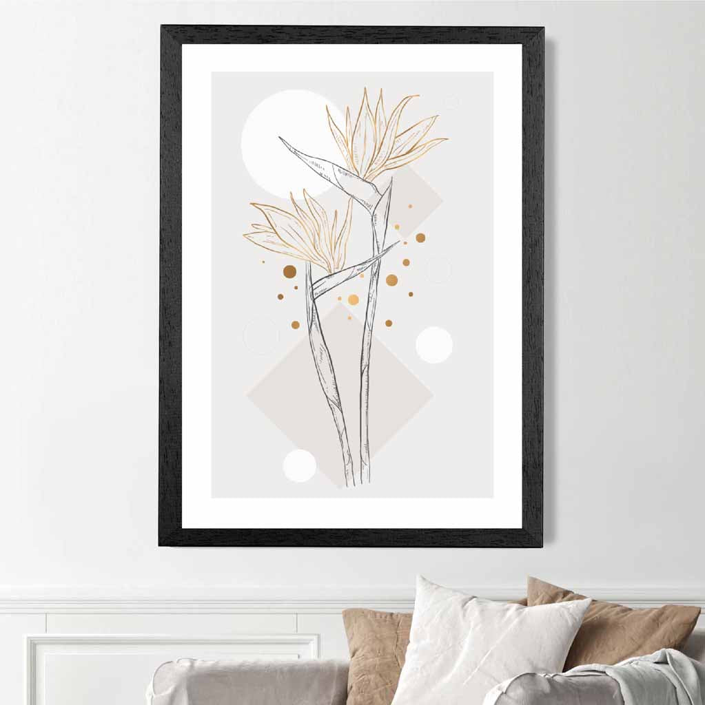 Sketch Grey, Yellow Flowers No 3 Art Print | Wall Art Plaza