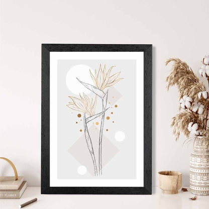 Sketch Grey, Yellow Flowers No 3 Art Print | Wall Art Plaza