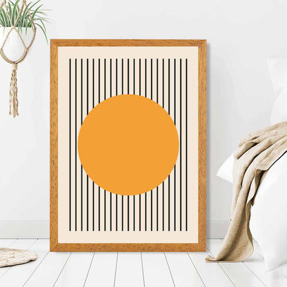 Mid Century Orange, Black Circles Art Print | Wall Art Plaza