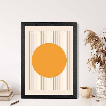 Mid Century Orange, Black Circles Art Print