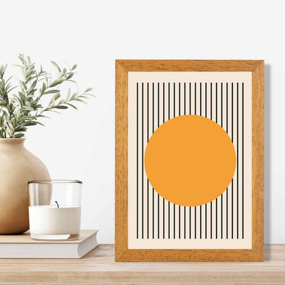 Mid Century Orange, Black Circles Art Print