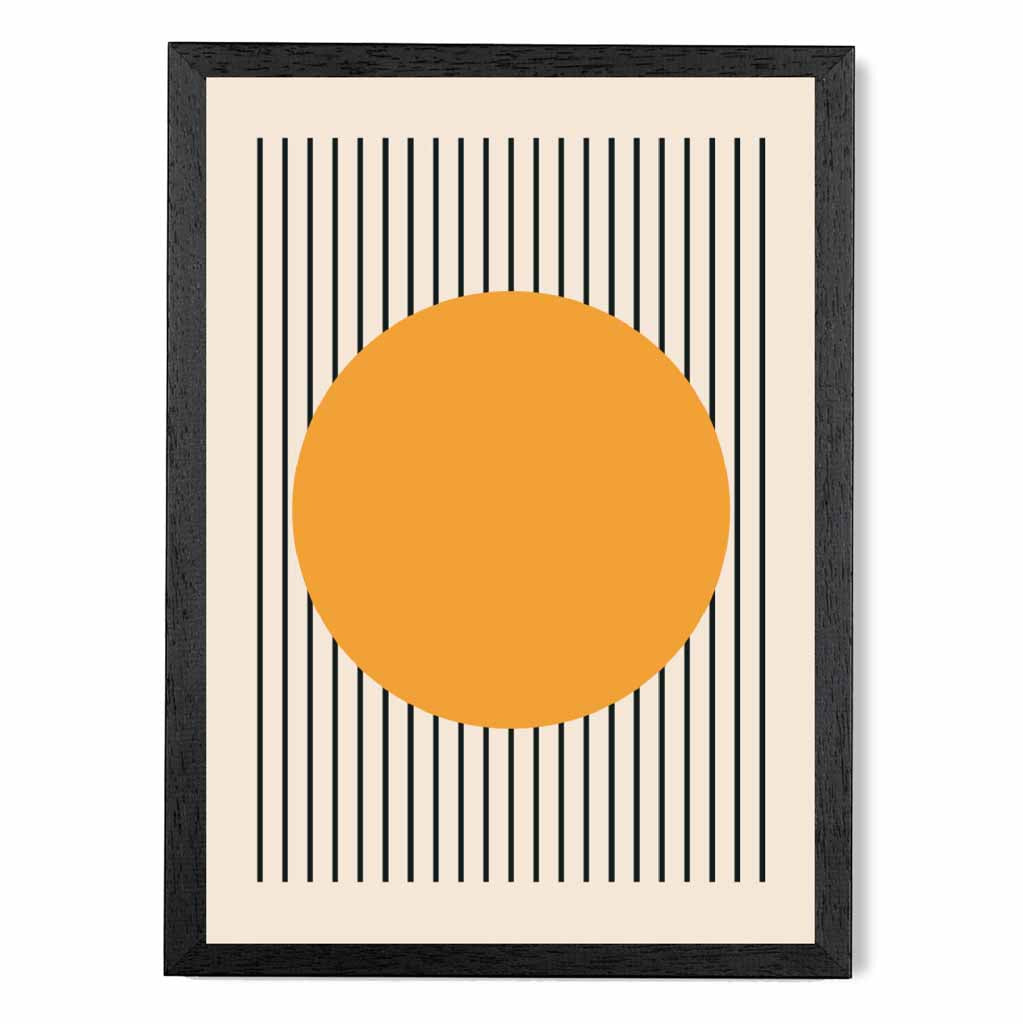 Mid Century Orange, Black Circles Art Print | Wall Art Plaza