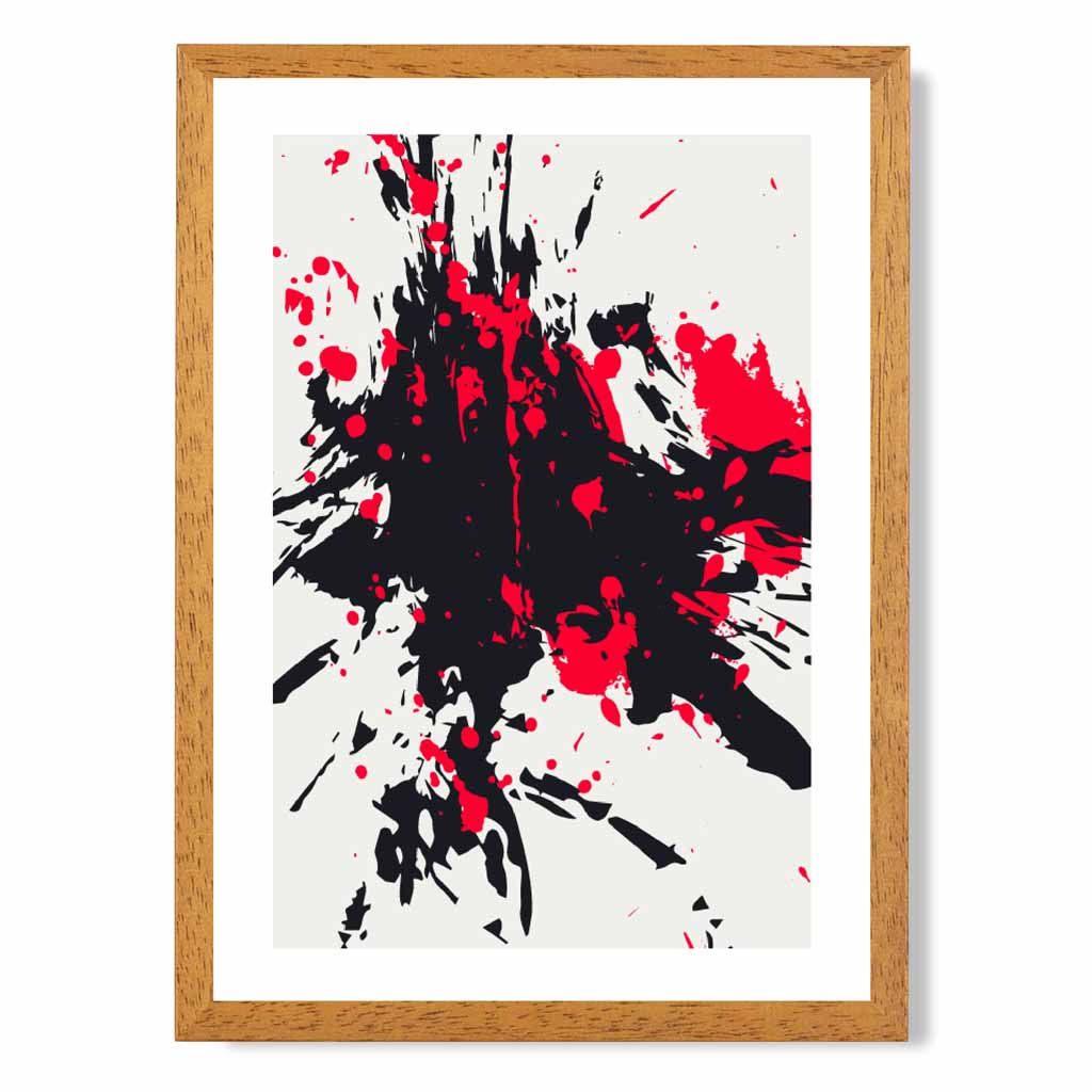 Modern Graphical Red, Black Splatters Art Poster | Wall Art Plaza