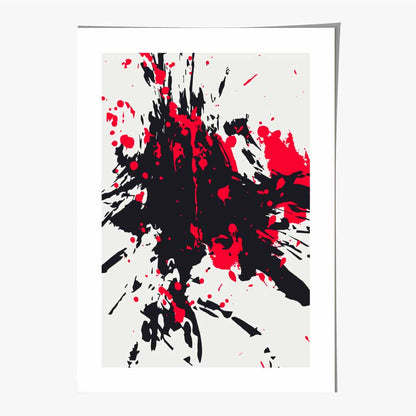 Modern Graphical Red, Black Splatters Art Poster | Wall Art Plaza