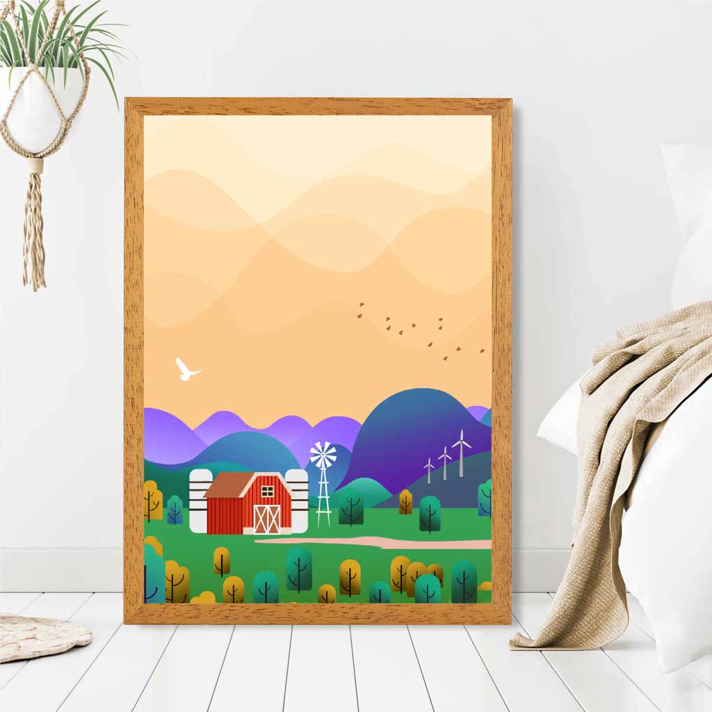 Modern Pink, Purple Farm No 3 Art Print | Wall Art Plaza