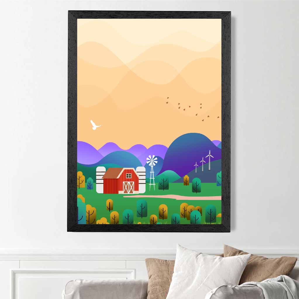 Modern Pink, Purple Farm No 3 Art Print | Wall Art Plaza
