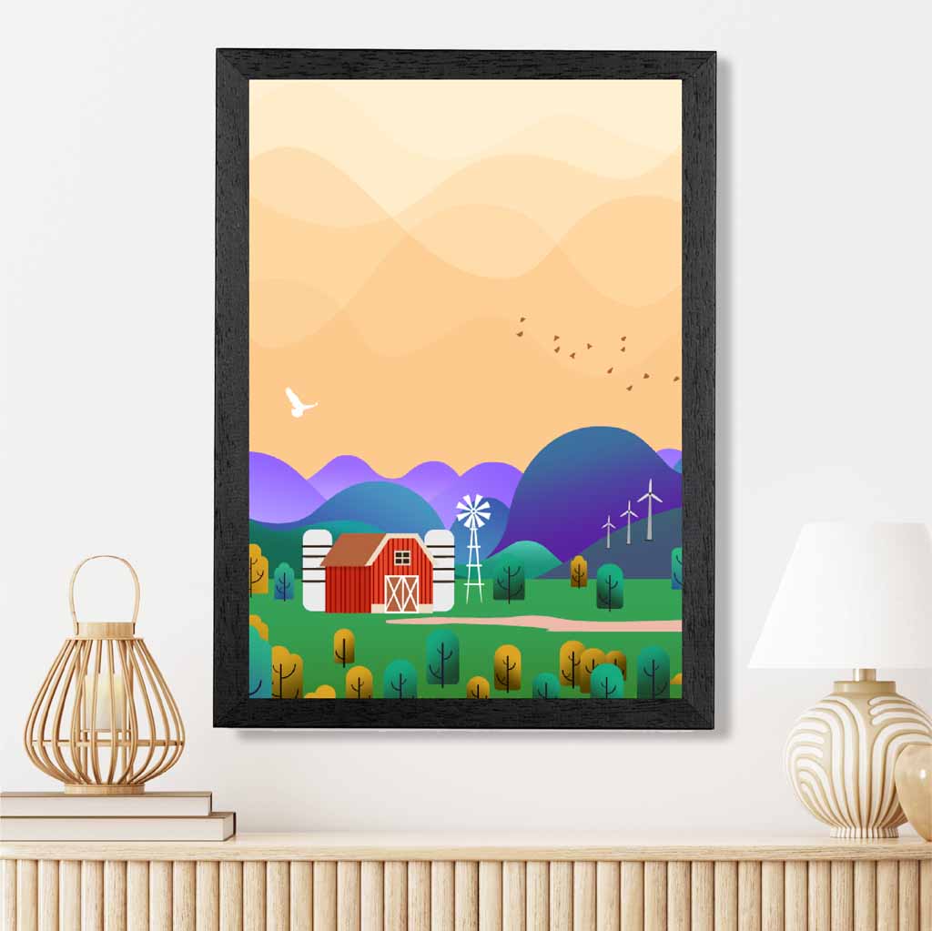 Modern Pink, Purple Farm No 3 Art Print | Wall Art Plaza