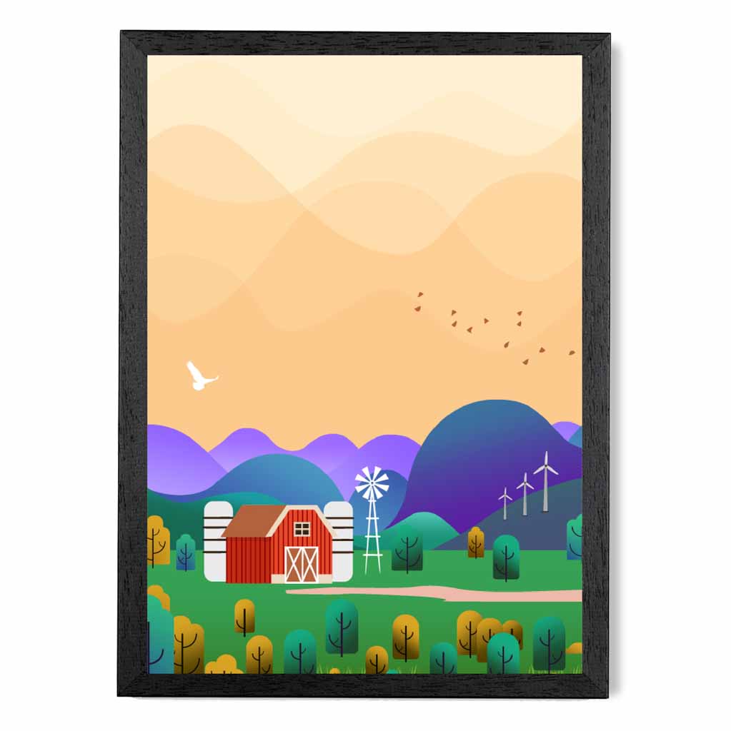 Modern Pink, Purple Farm No 3 Art Print | Wall Art Plaza