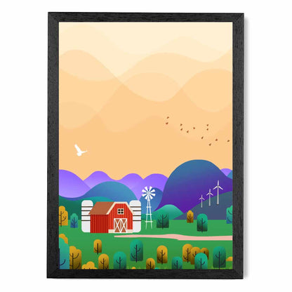 Modern Pink, Purple Farm No 3 Art Print | Wall Art Plaza