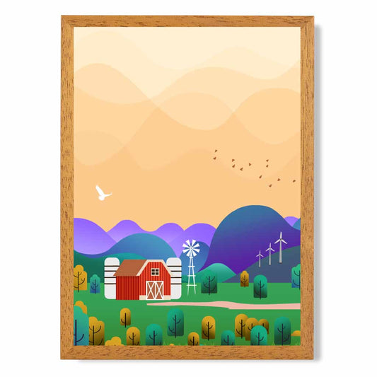 Modern Pink, Purple Farm No 3 Art Print | Wall Art Plaza
