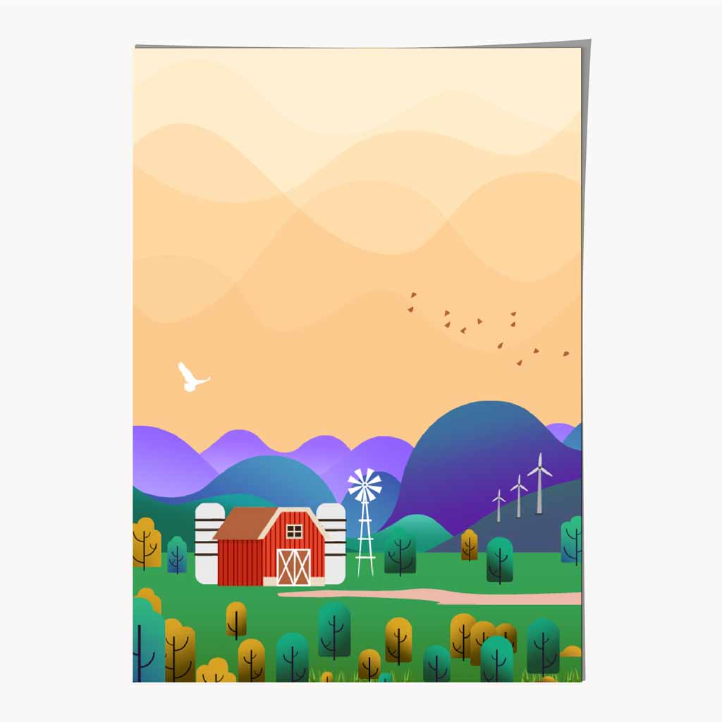 Modern Pink, Purple Farm No 3 Art Print | Wall Art Plaza