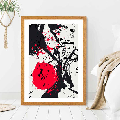 Modern Graphical Red, Black Splashes Art Poster | Wall Art Plaza