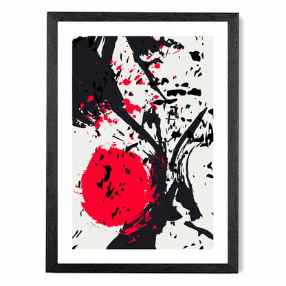 Modern Graphical Red, Black Splashes Art Poster | Wall Art Plaza